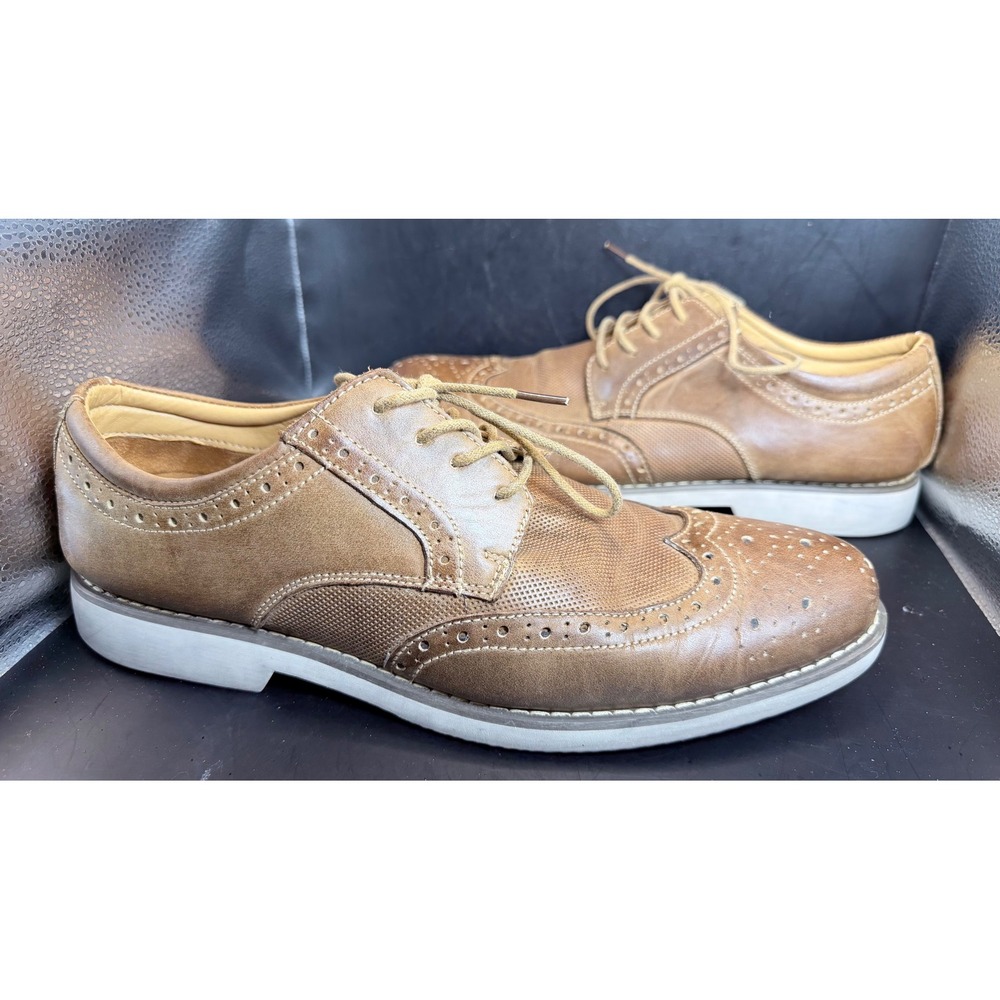 Baronero New York Mens Wingtip Derby Shoes Tan Brown Brogue Size 12 Excellent‎